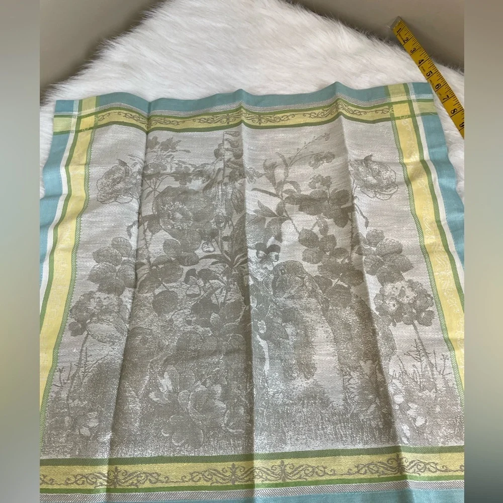 New Williams Sonoma Jacquard Bunny Napkins set of two blue Yellow